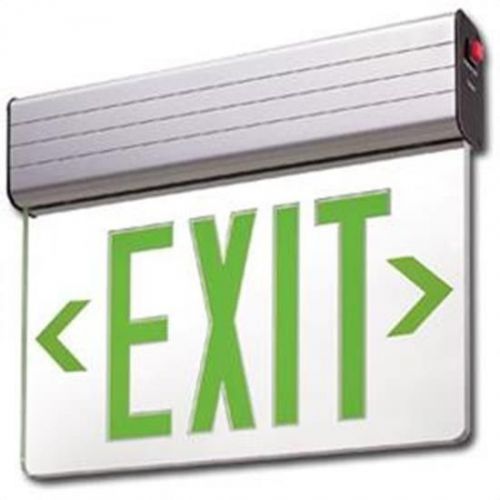 LED EDGE LITE EXIT EMERGENCY LIGHT BRUSHED ALUMINUM NEW