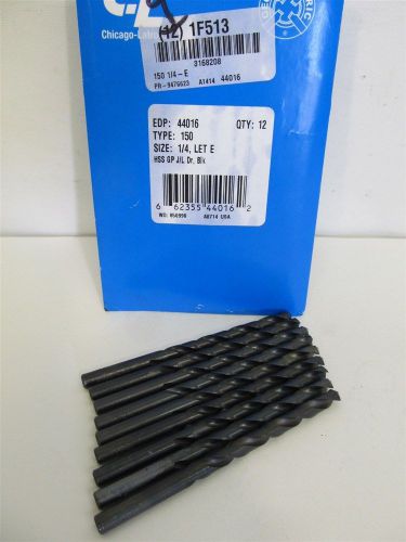 Chicago-Latrobe Series 150, 44016, 1/4&#034; HSS, Jobber Length Drill Bits - 9 each