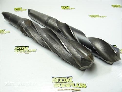 PAIR OF HSS MORSE TAPER SHANK TWIST DRILLS 1-25/32&#034; &amp; 2-1/8&#034; WITH 5MT UTD