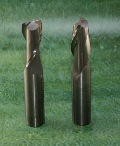 (2 piece)- 7/16&#034; diameter, 1&#034; loc, 2 1/2&#034; oal 2 flute square carbide endmills for sale