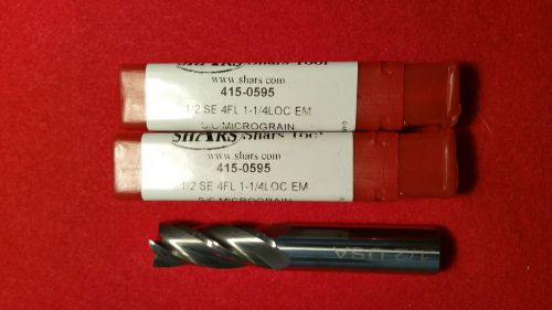 2 PCS 1/2&#034; ENDMILLS 4 FLUTE CARBIDE END MILL SHARS