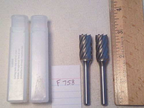 2 NEW 1/4&#034; (.250) SHANK CARBIDE BURRS FOR CUTTING ALUMINUM. USA MADE {F758}