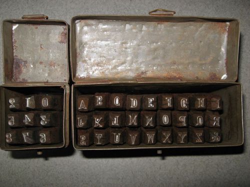 Antique steel 1/4&#034; letter and number stamp set vintage old metal stamping tool for sale