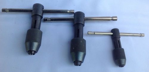 LOT OF 3 T HANDLE CUTTING TAP WRENCH HOLDER TOOLS SIZES 1/4-1/2; 0-1/4