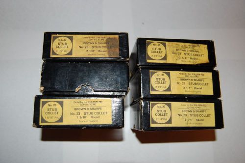 (6) New Brown &amp; Sharpe Stub Collets (3)2-1/4, 2-1/8, (2) 1-5/16 Number 23