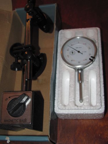 BRAND NEW ADJUSTABLE MAGNETIC BASE W/ 1&#034; DROP INDICATOR , .001