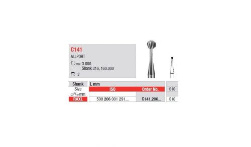 EDENTA Surgical burs-  ROUND carbide Surgery burs C141.206.010/ 3-pack