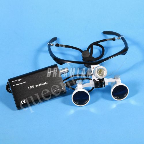 3.5x 420mm Dental Surgical Binocular Loupes Glasses + LED HeadLight Lamp