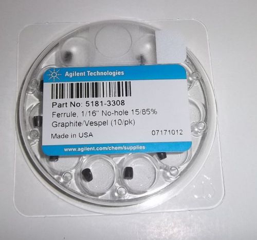 FERRULES, Agilent 5181-3308, 10 pk,  1/16&#034; No Hole, 15/85% Graphite / Vespel NIB