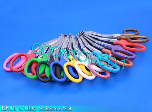 3 PCS (NEON GREEN &amp; TEAL &amp; BLUE) PARAMEDIC UTILITY BANDAGE EMT SCISSORS 7.25&#034;