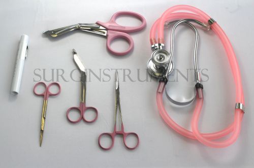 6 Piece PINK Paramedic Set - Diagnostic EMT Nursing EMS Emergency Sprague