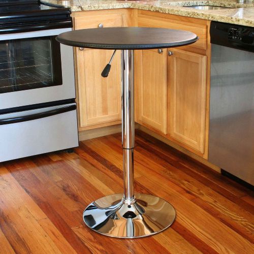 NEW Pub Style Bar Table, Adjustable Height 25 Inch Vinyl Tabletop Chrome Base