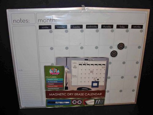 MAGNETIC DRY ERASE CALENDAR 20&#034; x 16&#034; ALUMINUM FRAME w/MOUNTING HARDWARE