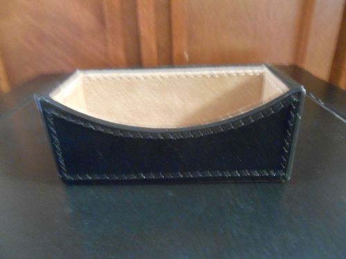 Business Card Holder Black Leather Desk Accessories