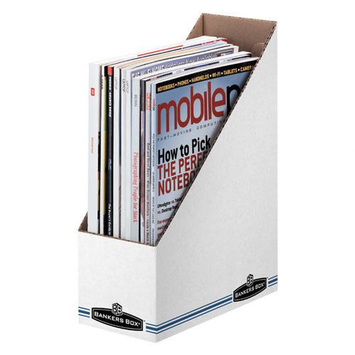 Economy/Storage Magazine File, 3-7/8&#034;x9-1/4&#034;x11-3/4&#034;, WhiteBlue Set of 3