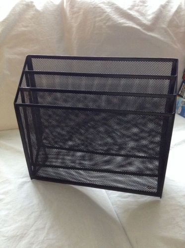 Metal Mesh Three Tier File Documents Organizer Black Office Storage Supplies New