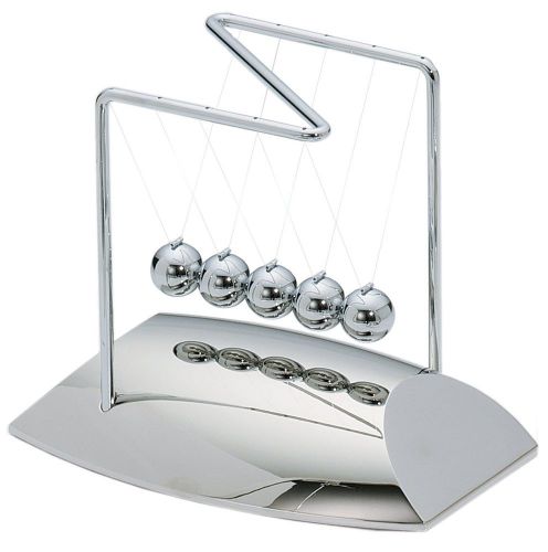 Z-shape newton&#039;s cradle pendulum momentum chrome steel base executive desk toy for sale