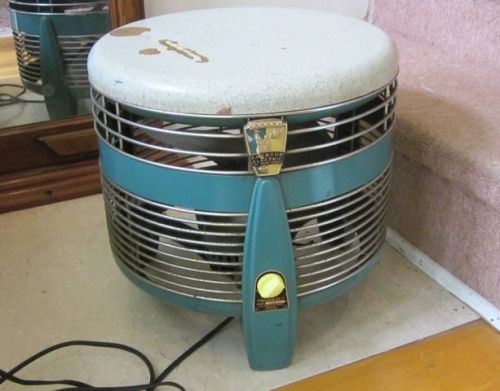 Emerson Seafoam/Aqua Blue Electric 74646-AW Hassock Floor Fan Mid Century 1950&#039;s