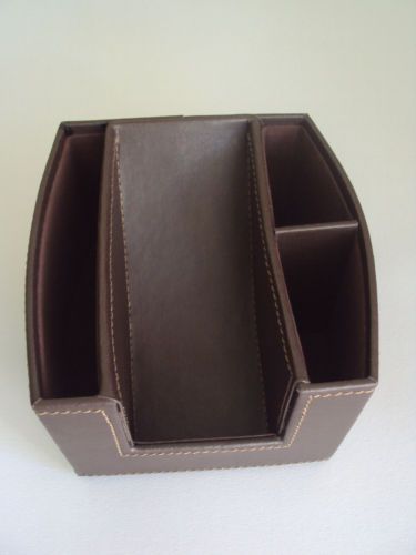 DESK PEN PENCIL HOLDER ORGANIZER NOTES ENVELOPE HOLDER SYNTHETIC LEATHER OFFICE