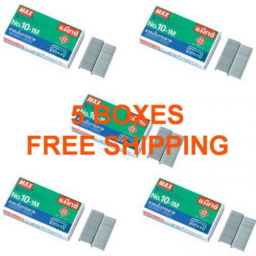 5 BOXES MAX OFFICE HOME STAPLES STAPLER NO.10-1M MINI 1000 STAPLES PAPER