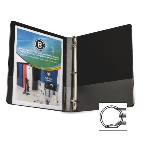 Business source round ring binder - 0.50&#034; - vinyl - black - 1 each - bsn28526 for sale