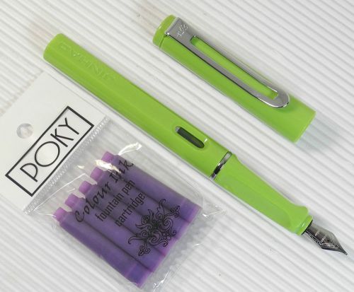 JINHAO 599B Fountain pen Apple GN plastic barrel + 5 POKY cartridges VIOLET ink