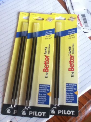 Pilot 77216 Ballpoint Pen Refills 6pk Fine Point Blue Ink The Better Refill lot