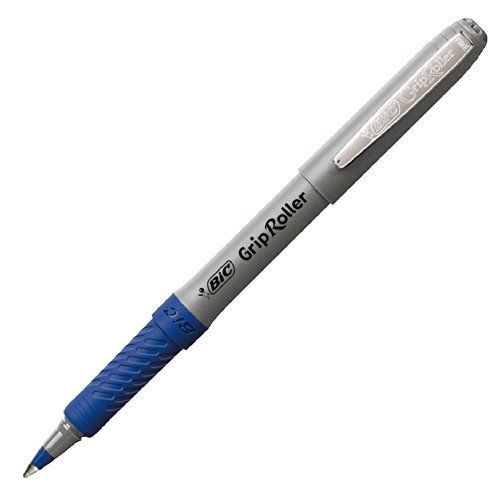 Bic grip stick roller ball pen, fine point (0.7 mm), blue, 12 roller pens new for sale