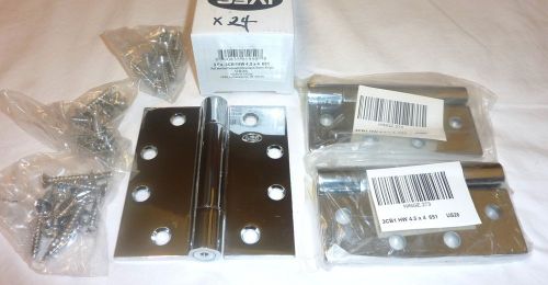 3 Ives 3CB1HW 4.5&#034; x 4&#034; 651 US26 Full Mortise Butt Door Hinges BRIGHT CHROME NEW