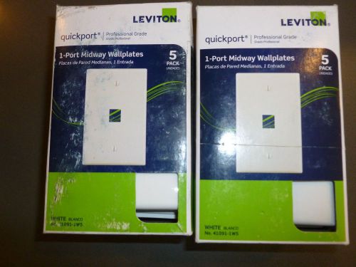 (2) Leviton QUICKPORT 1-PORT MIDWAY WALLPLATES 5PKS WHITE 41091-1W5