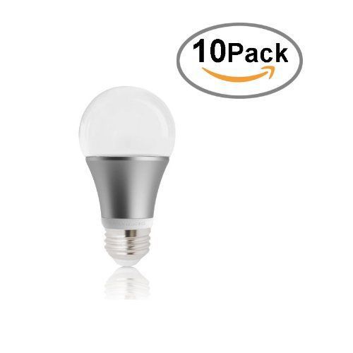 Pkg. of 10 a19 led light bulb, 6.5w (40w),warm white (2700k) dimmable for sale