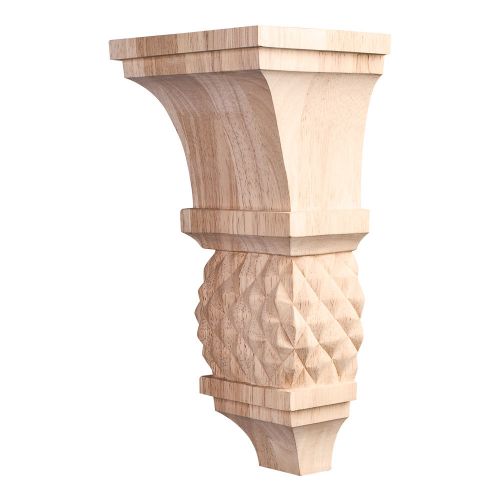 Diamond Colonial Style Corbel 5&#034; x 4&#034; x 10&#034;.  Rubberwood.