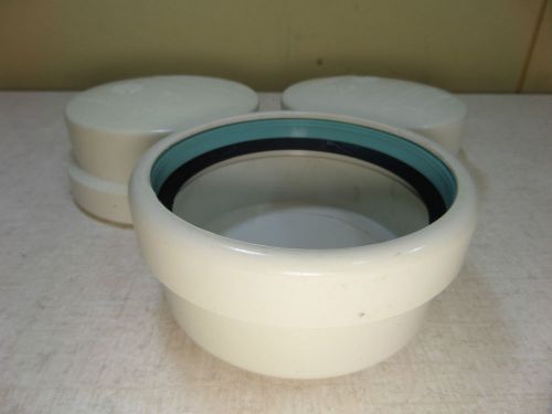 Lot Set of 3 Vassallo PVC 4&#034; Gasketed  Plumbing Sewer Caps ASTM D3034