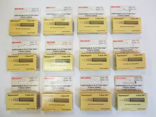 12 NEW Koh-I-Noor Rapidoplot HP Plotter Pens - H Style - BROWN - 64NDH