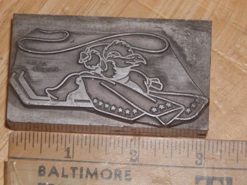 Solid 1+lb Foundry Cast Eskimo on Snow Sleigh Printers Type Block