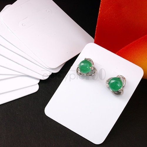 50 White Plastic Earrings Display Showcase Cards 4x3cm FASHION