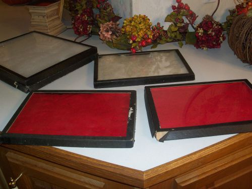 Jewerly Cardboard &amp; Glass Top Display Cases - (2 ) 16&#034; x 12&#034; &amp; (3) 12&#034; x 8&#034;