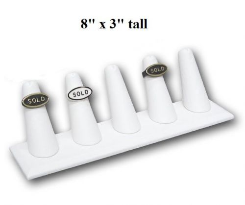 5 fingers ring display white leatherette ring display showcase display stand for sale