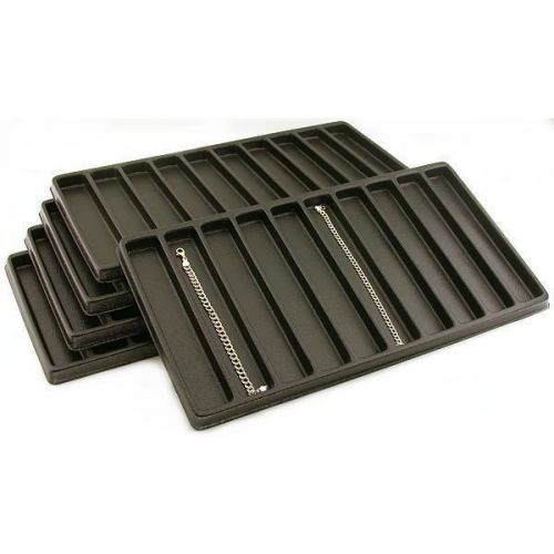 5 Black Plastic 10 Compartment Jewelry Tray Inserts