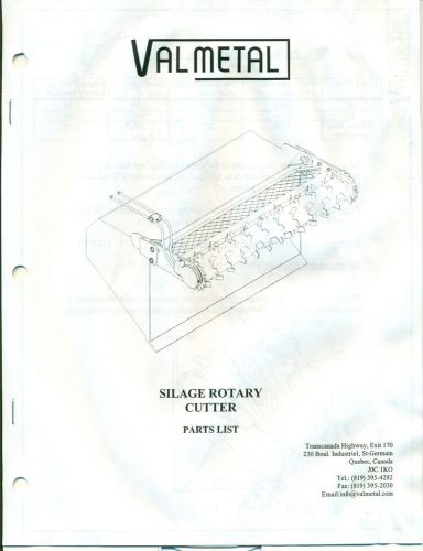 VALMETAL SILAGE ROTARY CUTTER PARTS LIST (AN-41)