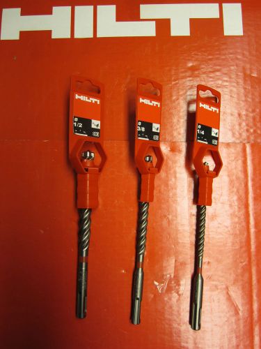 Hilti te-cx hammer drill bits 3pc set 1/4&#034; 3/8&#034; &amp; 3/16&#034; sds plus  fast shipping! for sale