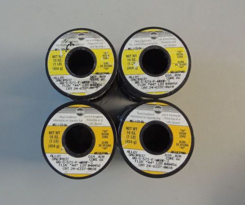 LOT OF 4 PARTIAL SPOOLS OF KESTER &#034;44&#034; ROSIN CORE SOLDER 0.020 DIA  SN63PB37