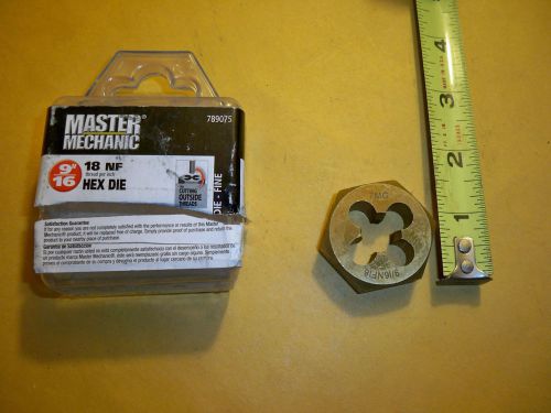 9/16&#034;- 18 BOLT DIE 1-1/2&#034; HEX  DIE  RIGHT HAND MASTER MECHANIC  TITANIUM  COATED