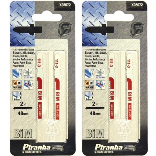 4 PIRANHA X25072 BI-METAL JIGSAW BLADES FOR METALS, ALUMINIUM &amp; PERSPEX 3-6MM