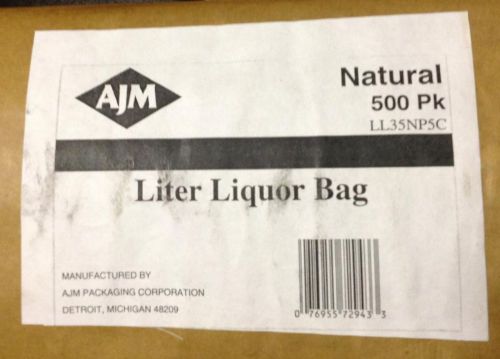 NEW  PACKAGE OF 500 AJM PACKAGING PAPER LITER LIQUOR WINE BEVERAGE BAGS  S