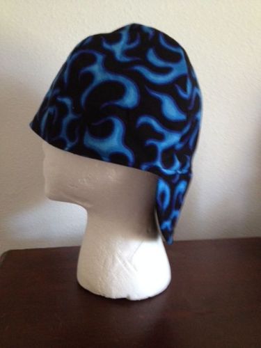 WELDING CAPS--HAT LINER-- 4 PANEL REVERSIBLE---BLUE FLAMES