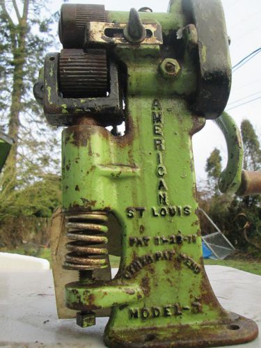 Rare antique cobbler - american leather hand cranked machine leather spliter for sale