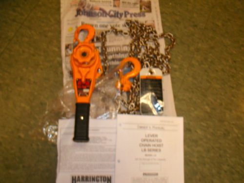 Harrington .75 ton lever chain hoist- 15 ft. chain, new. for sale