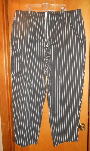 Chef Pants Five Star Fundamentals Black White STRIPE Elastic Drawstring 3XL  New