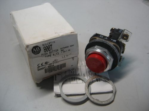 ALLEN BRADLEY 800T-B6A RED EXTENDED HEAD PUSH BUTTON 1 NO 1 NC SERIES T NIB